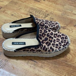 Nine West Cheetah Print Espadrille Flat Mule
